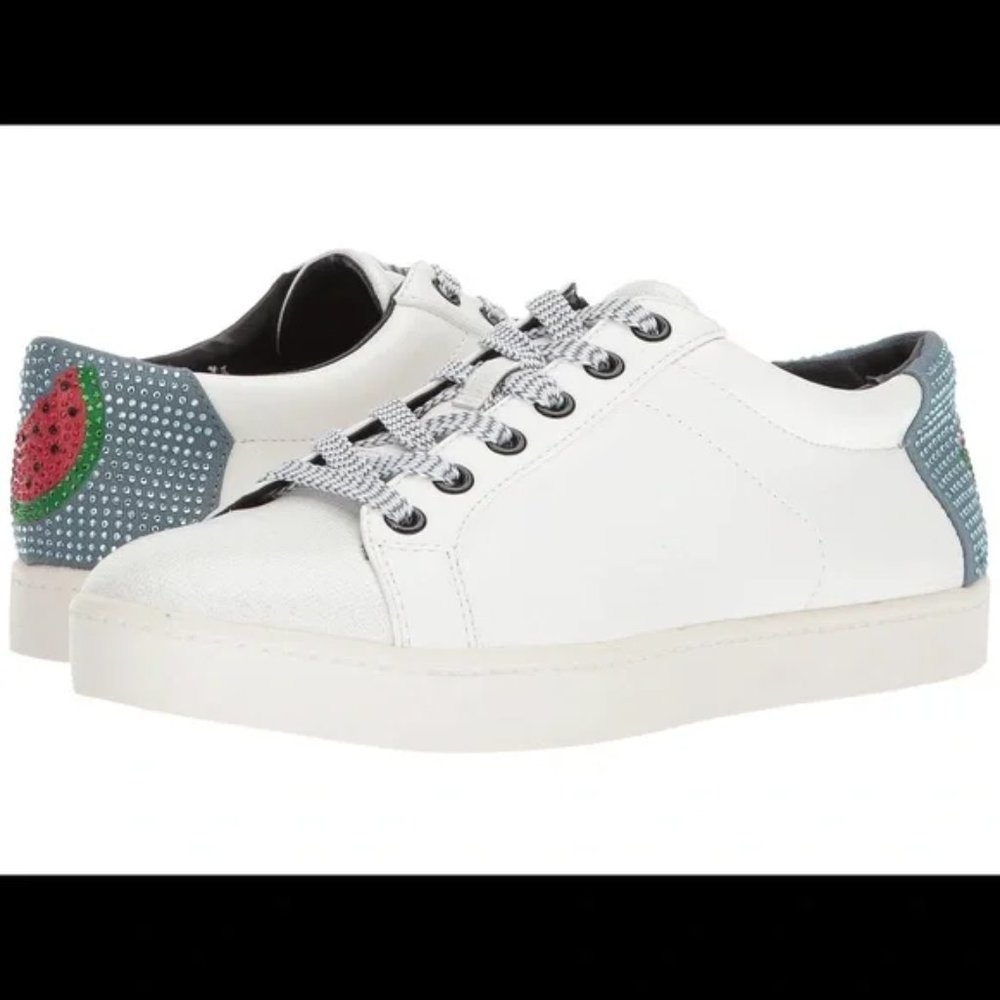 Sam Edelman White Sneakers with watermelon Heel Accent
